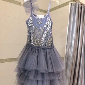 Girls Smokey Blue Party Dress w/crystals size 8/9